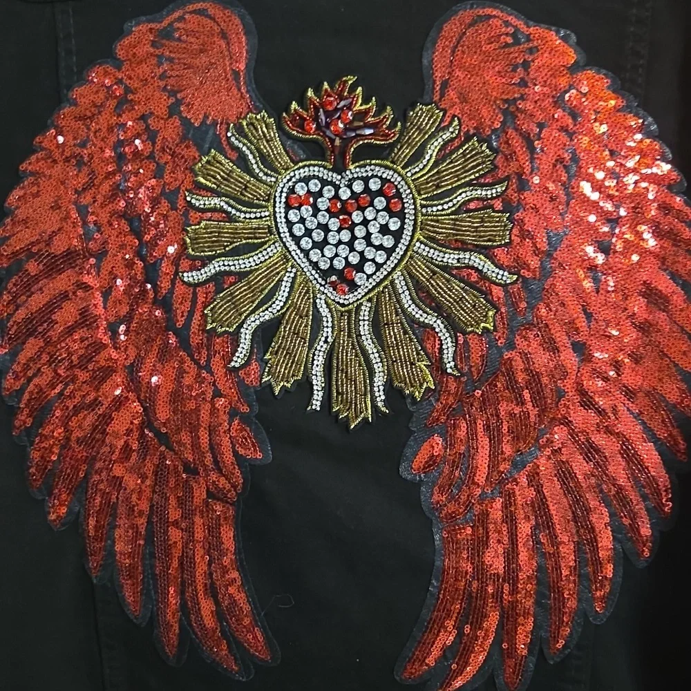 Black Embellished Women's Jean Jacket - Picture 4 of 4